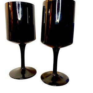 VTG 70s LENOX Crystal Venture Black Platinum Band wine glasses